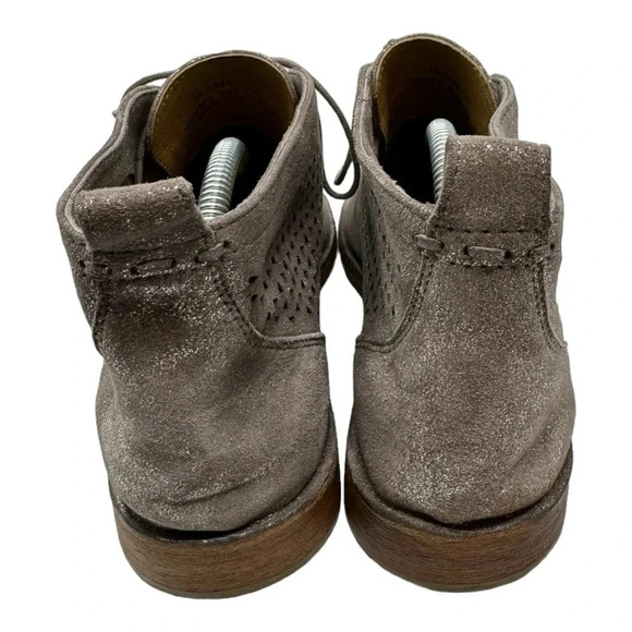 Trask Addy Leather Suede Ankle Bootie Silver Pewter - Picture 4 of 10